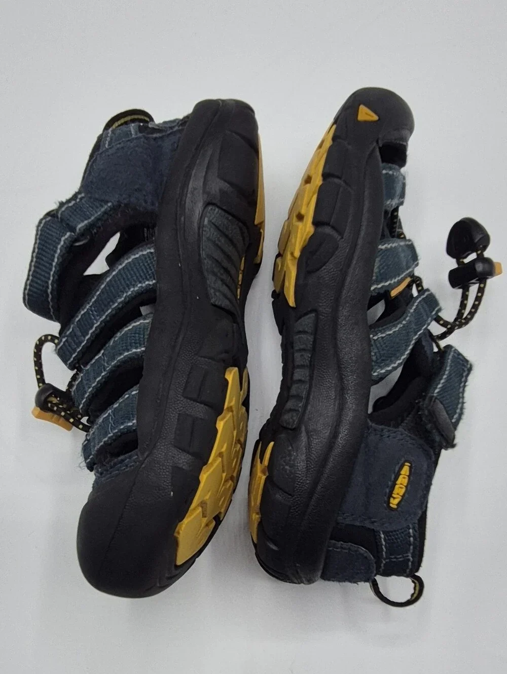 Keen Kids Closed-Toe Sandals in Navy with Yellow Accents